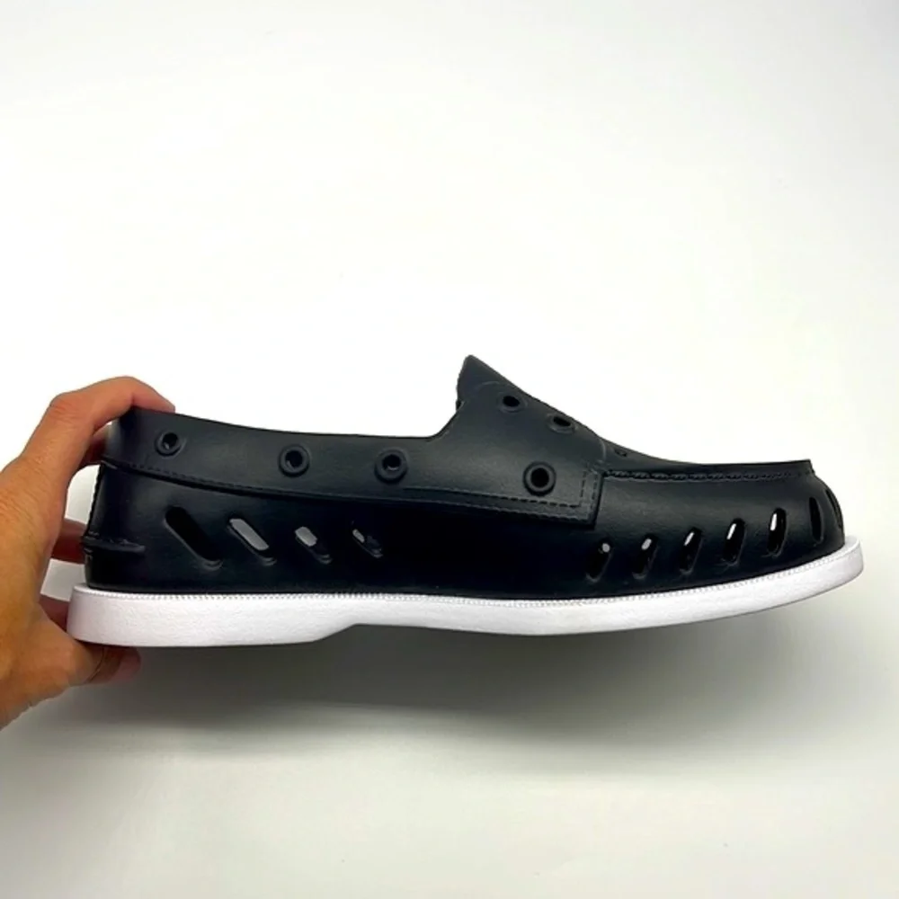 SPERRY - Top - Sider Rubber Black Boat Shoes With Non Marking Mens 6 or Women 8
